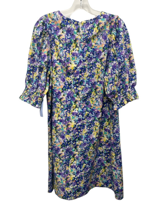 Sara Campbell Size M Purple, Yellow, Multi Cotton Puff 1/2 Sleeve Dress Purple, Yellow, Multi / M