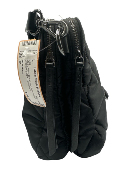 MZ Wallace Black Nylon Blend Zip Close Quilted Crossbody Strap Bag Black / M