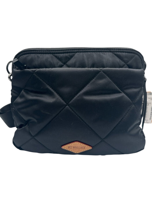 MZ Wallace Black Nylon Blend Zip Close Quilted Crossbody Strap Bag Black / M