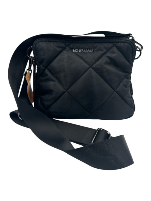 MZ Wallace Black Nylon Blend Zip Close Quilted Crossbody Strap Bag Black / M