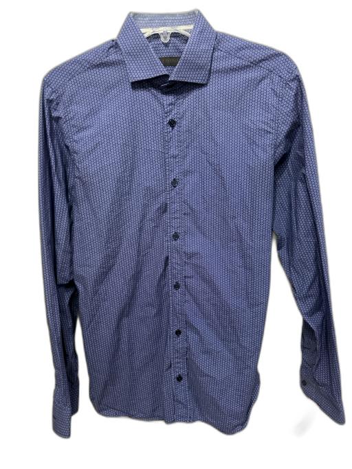 Zegna Size 15.5 Blue & White Cotton Micro Button up Men's Long Sleeve Shirt Blue & White / 15.5