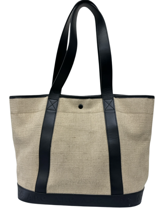 APC Beige & Black Canvas & Leather Solid Satchel Men's Bag Beige & Black