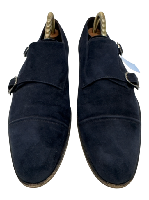 Zegna Shoe Size 8 Navy Suede Solid Double Monk Strap Dress Men's Shoes Navy / 8