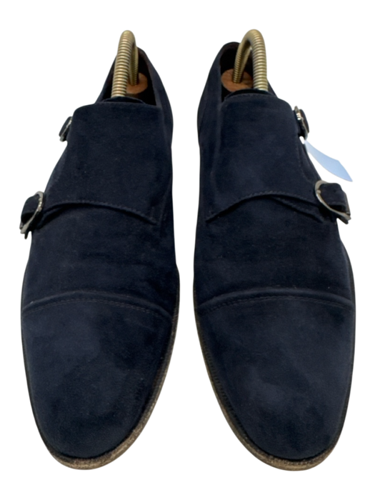 Zegna Shoe Size 8 Navy Suede Solid Double Monk Strap Dress Men's Shoes Navy / 8