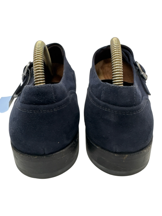 Zegna Shoe Size 8 Navy Suede Solid Double Monk Strap Dress Men's Shoes Navy / 8