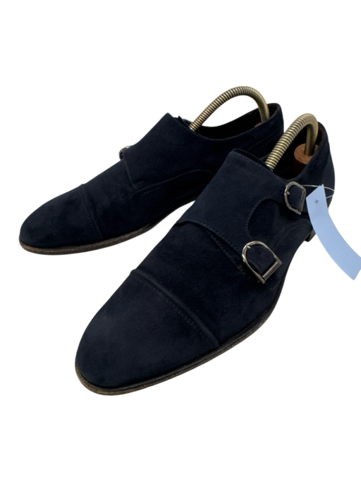 Zegna Shoe Size 8 Navy Suede Solid Double Monk Strap Dress Men's Shoes Navy / 8