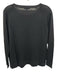 Lafayette 148 Size P Black Wool Blend Faux Leather Pocket Rib Knit Sweater Black / P