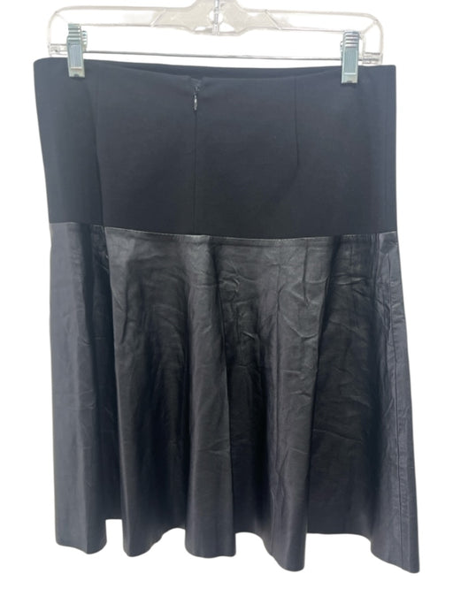 Lafayette 148 Size S Black Viscose Blend Faux Leather Paneled Back Zip Skirt Black / S