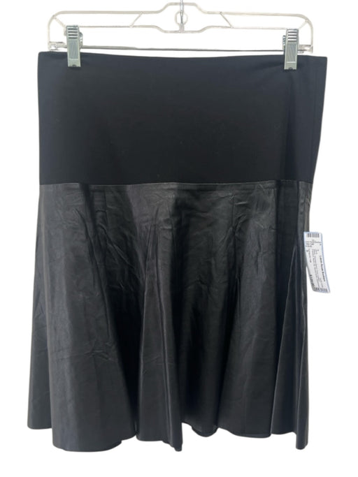 Lafayette 148 Size S Black Viscose Blend Faux Leather Paneled Back Zip Skirt Black / S