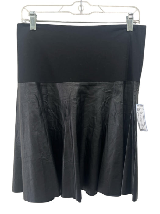 Lafayette 148 Size S Black Viscose Blend Faux Leather Paneled Back Zip Skirt Black / S