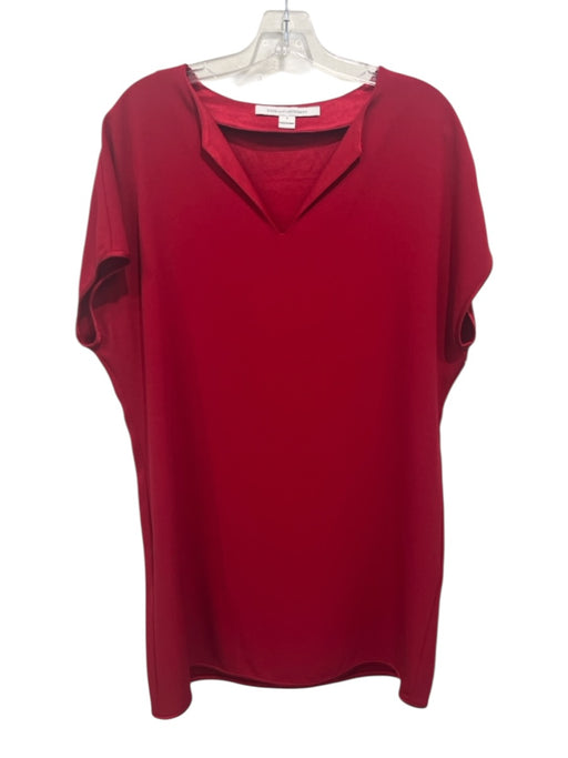 Diane Von Furstenberg Size S Red Triacetate Short Sleeve V Neck Hem Detail Dress Red / S