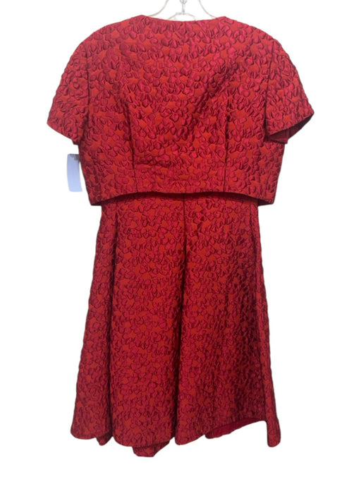 Armani Collezioni Size 6 Red Polyester Sleeveless Brocade Fit & Flare Dress Set Red / 6