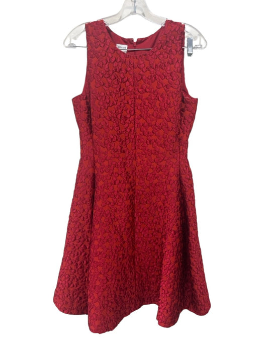 Armani Collezioni Size 6 Red Polyester Sleeveless Brocade Fit & Flare Dress Set Red / 6
