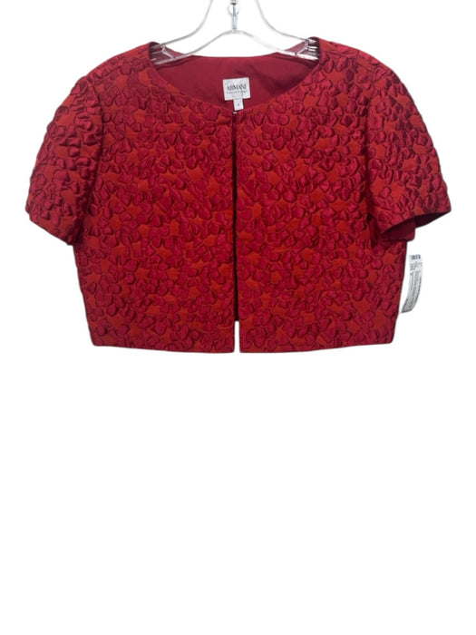 Armani Collezioni Size 6 Red Polyester Sleeveless Brocade Fit & Flare Dress Set Red / 6