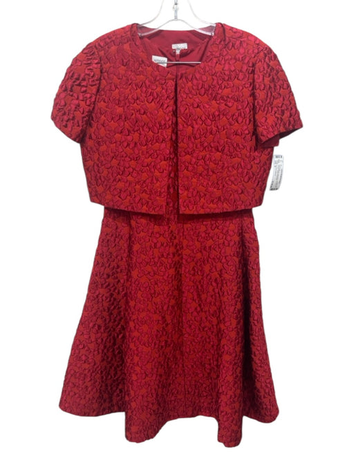 Armani Collezioni Size 6 Red Polyester Sleeveless Brocade Fit & Flare Dress Set Red / 6