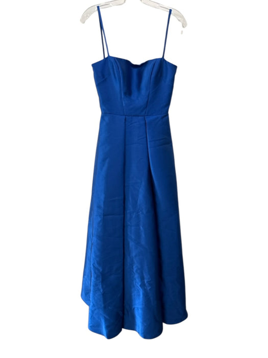 Vera Wang Size 4 Blue Polyester Spaghetti Strap Square Neck Pleated Tulle Gown Blue / 4
