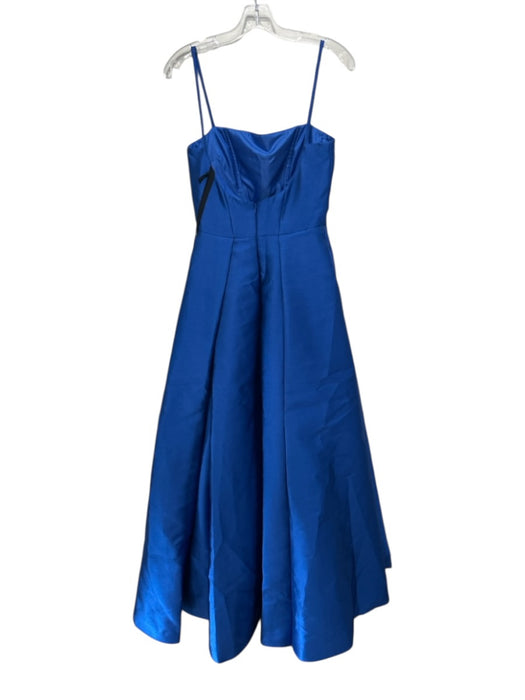 Vera Wang Size 6 Blue Polyester Spaghetti Strap Square Neck Pleated Tulle Gown Blue / 6