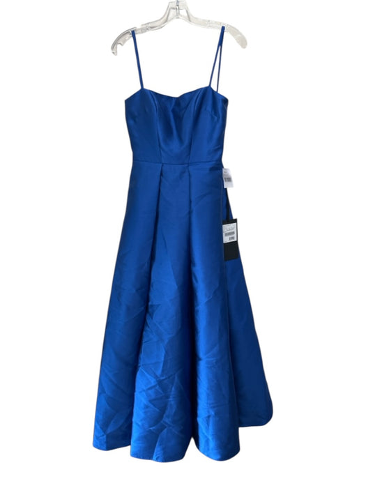 Vera Wang Size 6 Blue Polyester Spaghetti Strap Square Neck Pleated Tulle Gown Blue / 6