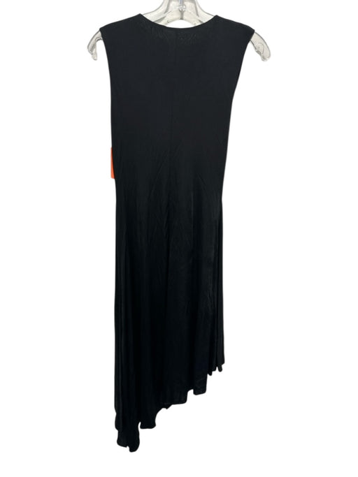 Pinko Size M Black Viscose Sleeveless V Neck Tie Front Asymmetrical Dress Black / M