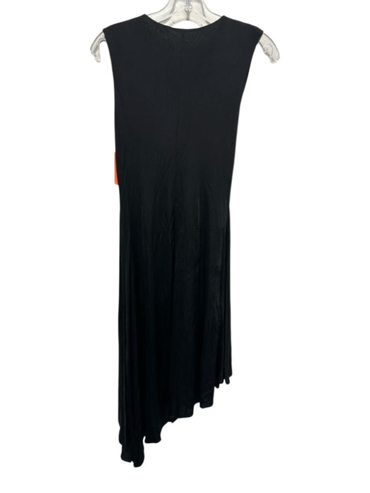 Pinko Size M Black Viscose Sleeveless V Neck Tie Front Asymmetrical Dress Black / M