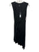 Pinko Size M Black Viscose Sleeveless V Neck Tie Front Asymmetrical Dress Black / M