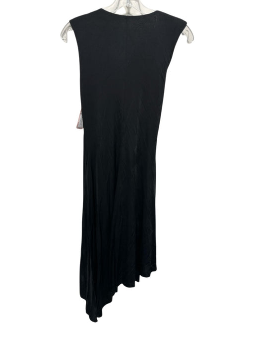 Pinko Size S Black Viscose Sleeveless V Neck Tie Front Asymmetrical Dress Black / S