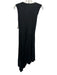 Pinko Size S Black Viscose Sleeveless V Neck Tie Front Asymmetrical Dress Black / S