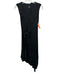 Pinko Size S Black Viscose Sleeveless V Neck Tie Front Asymmetrical Dress Black / S