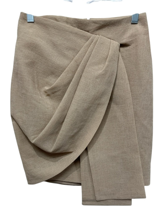 Pinko Size 2 Beige Polyamide Blend Textured Back Zip Gathered Detail Mini Skirt Beige / 2