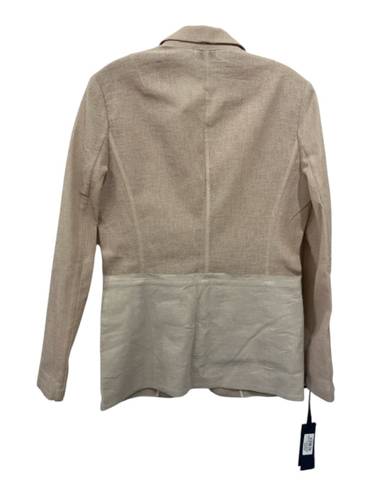 Pinko Size 42 Beige Polyamide Blend Fabric Block Textured Button Front Jacket Beige / 42