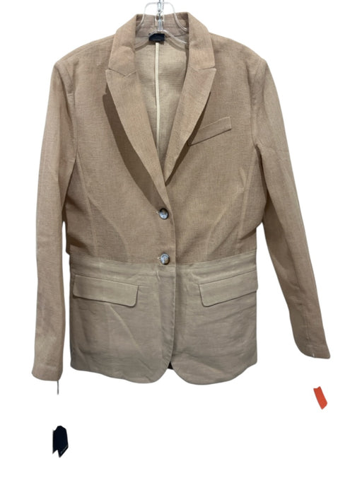 Pinko Size 42 Beige Polyamide Blend Fabric Block Textured Button Front Jacket Beige / 42