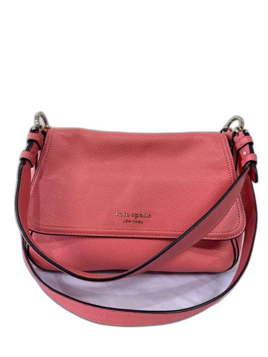 Kate Spade Pink Leather Flap Top Magnetic Snap Multiple Straps Bag Pink