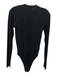 Pinko Size L Black Viscose Blend Metallic Thread Ribbed Quarter Button Bodysuit Black / L