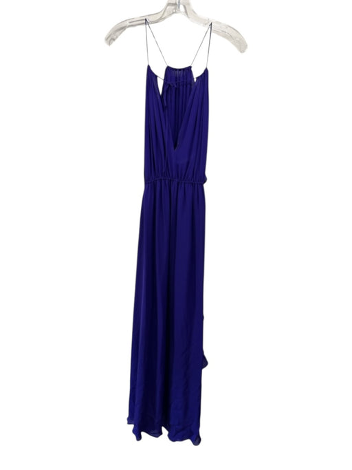 Juan Carlos Obando Size Est Small Purple Silk Sleeveless High Neck Ruffles Dress Purple / Est Small