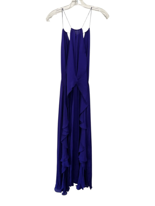 Juan Carlos Obando Size Est Small Purple Silk Sleeveless High Neck Ruffles Dress Purple / Est Small
