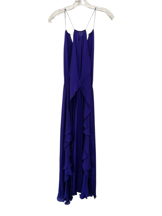 Juan Carlos Obando Size Est Small Purple Silk Sleeveless High Neck Ruffles Dress Purple / Est Small