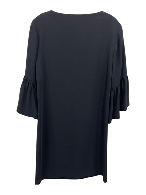 Trina Turk Size Small Black Polyester Long Trumpet Sleeve Tie Neck Tassel Dress Black / Small