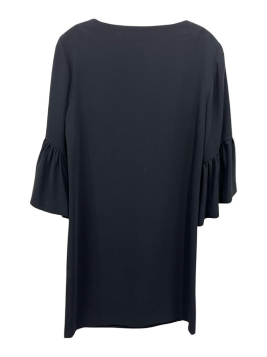 Trina Turk Size Small Black Polyester Long Trumpet Sleeve Tie Neck Tassel Dress Black / Small