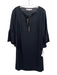 Trina Turk Size Small Black Polyester Long Trumpet Sleeve Tie Neck Tassel Dress Black / Small