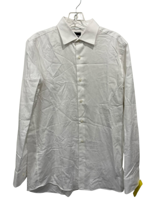 Boss Size S White Cotton Solid Button Down Men's Long Sleeve Shirt White / S