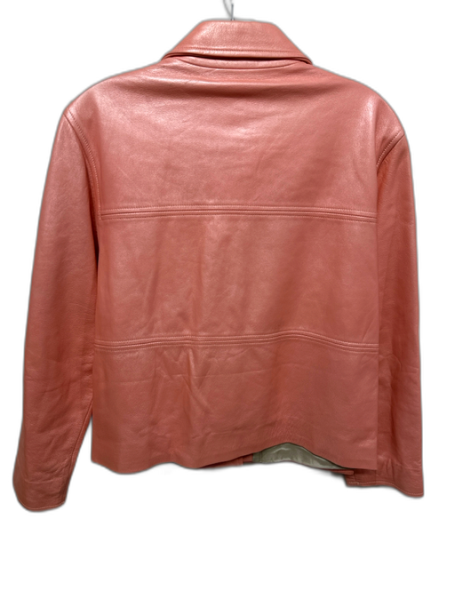 St John Size P Peach Orange Leather Button Front Side pockets Jacket Peach Orange / P