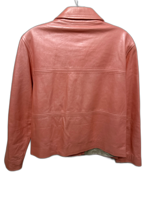 St John Size P Peach Orange Leather Button Front Side pockets Jacket Peach Orange / P