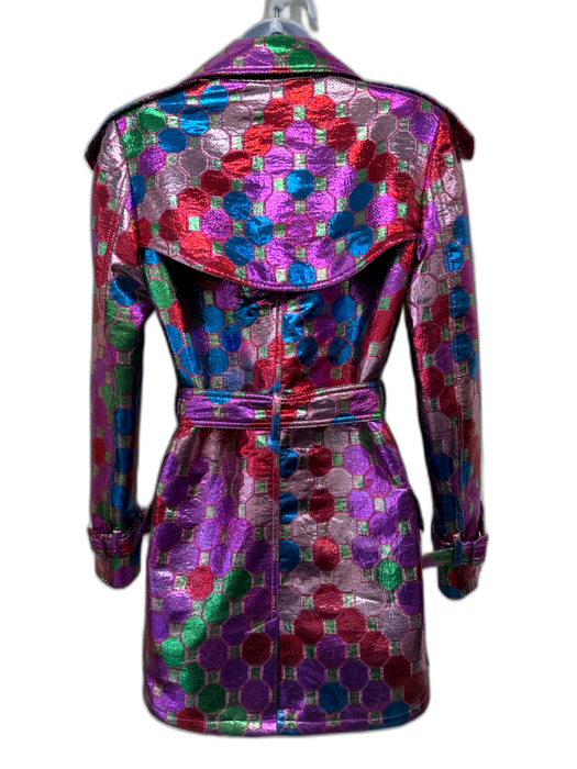 Moschino Couture Size 4 Purple, Red, Multi Polyester Geometric Print Jacket Purple, Red, Multi / 4
