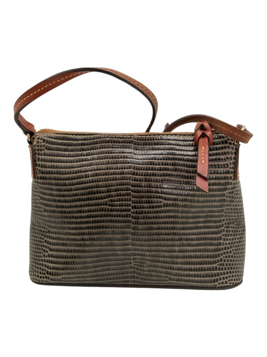 Dooney & Bourke Gray & Brown Leather Snake Embossed Crossbody Strap Bag Gray & Brown / S