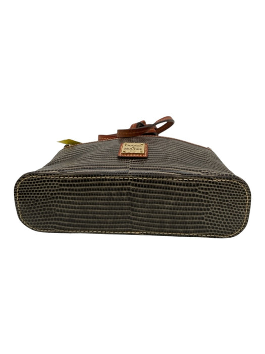Dooney & Bourke Gray & Brown Leather Snake Embossed Crossbody Strap Bag Gray & Brown / S