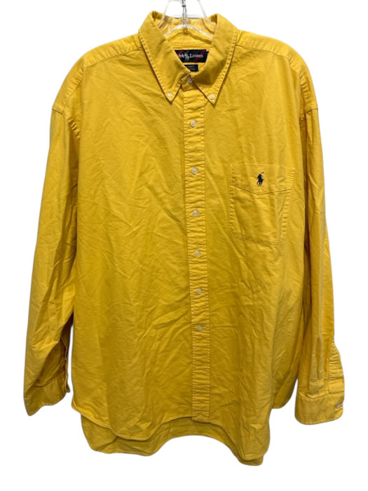 Ralph Lauren Size XL Yellow Cotton Solid Button Up Button Down Long Sleeve Shirt Yellow / XL