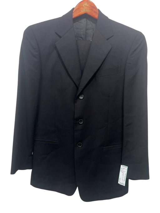 Armani Black Wool Blend Solid 3 button Men's Suit Black / 48