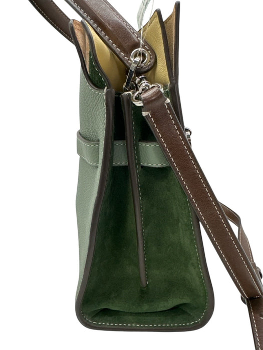 Tory Burch Green & Brown Leather Snap Closure Inner Pocket one handle Bag Green & Brown / M