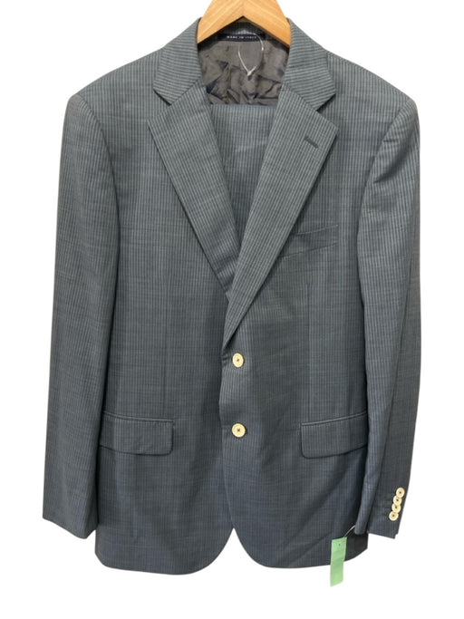 Pal Zileri Blue & Light Blue Print Wool Striped 2 Button Men's Suit Blue & Light Blue Print / 52