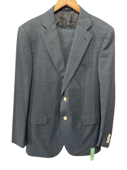 Pal Zileri Blue & Light Blue Print Wool Striped 2 Button Men's Suit Blue & Light Blue Print / 52